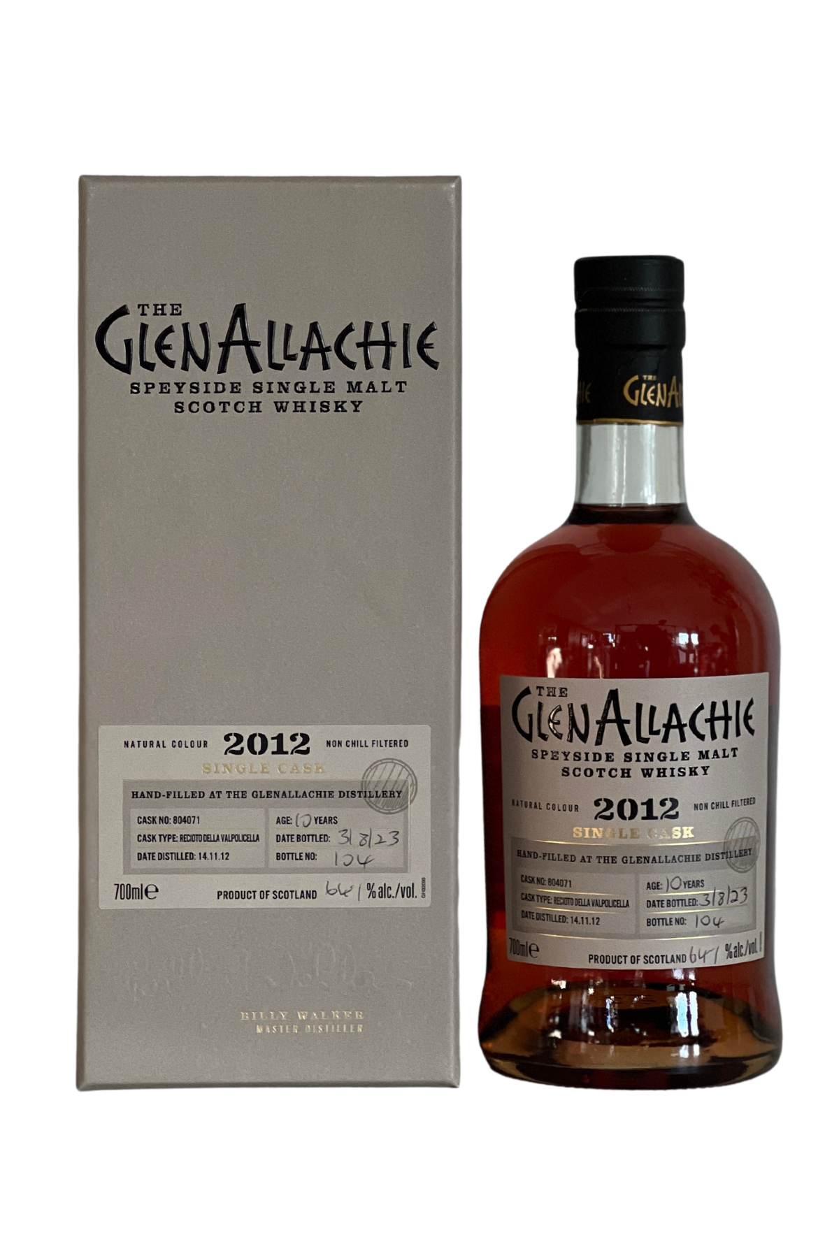 GlenAllachie 2012 Valpolicella 10 Year Old Distillery Exclusive Hand-Filled Single Cask #804071 Single Malt Scotch Whisky