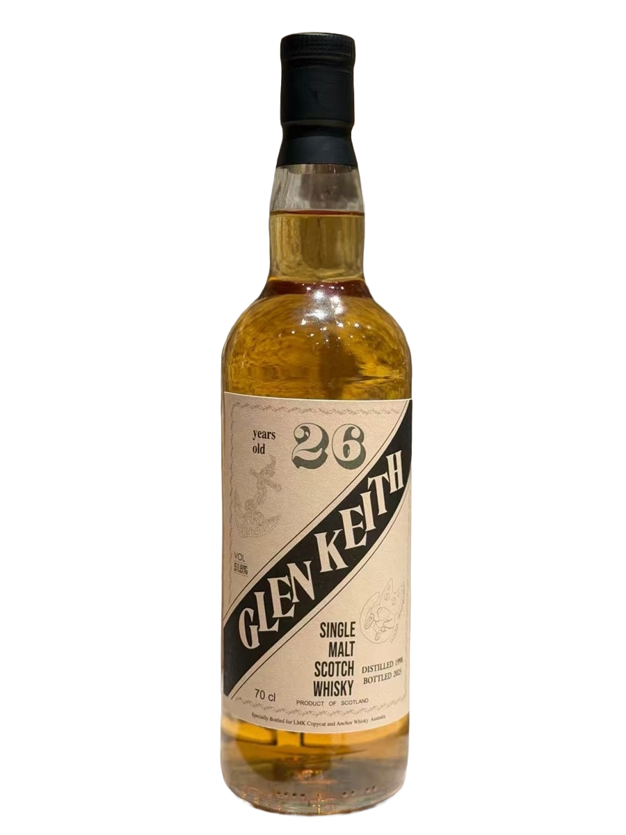 Anchor & Copycat 1998 Glen Keith 26 Year Old Bourbon Barrel Single Cask Single Malt Scotch Whisky