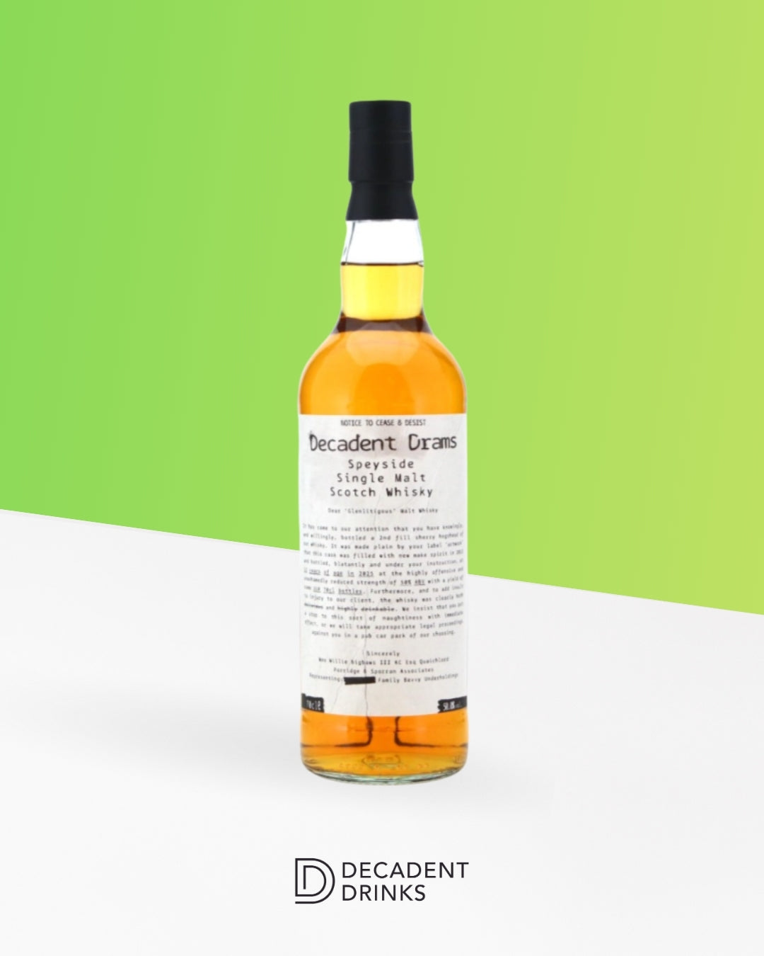 Decadent Drams 2012 "Glenlitigious" 12 Year Old Sherry Hogsead Single Cask Single Malt Scotch Whisky
