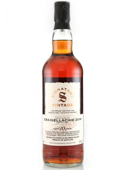 Signatory Vintage 2014 Craigellachie 10 Year Old 100 Proof Single Malt Scotch Whisky