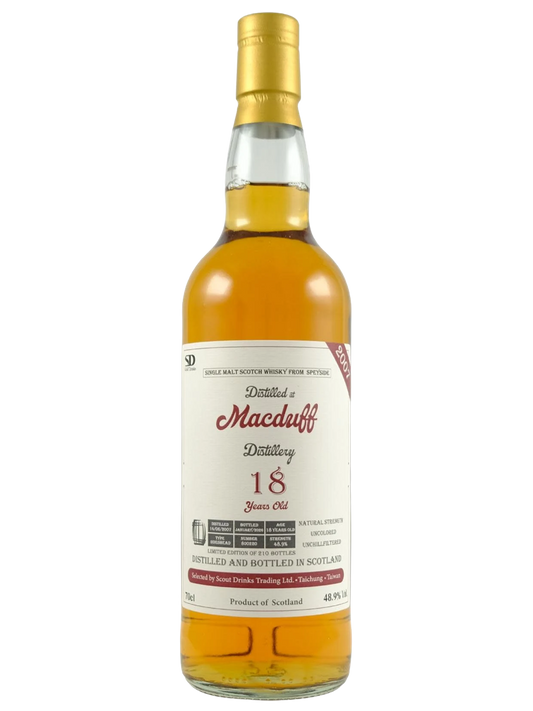 Scout Drinks 2007 Macduff 18 Year Old Hogshead Single Cask Single Malt Scotch Whisky