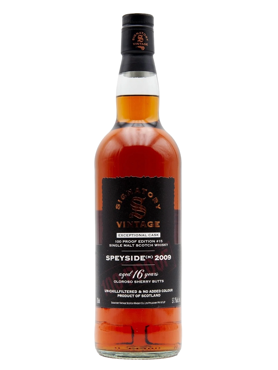 Signatory Vintage 100 Proof Exceptional Cask Ed. 15 2009 Speyside (M) 16 Year Old Single Malt Scotch Whisky