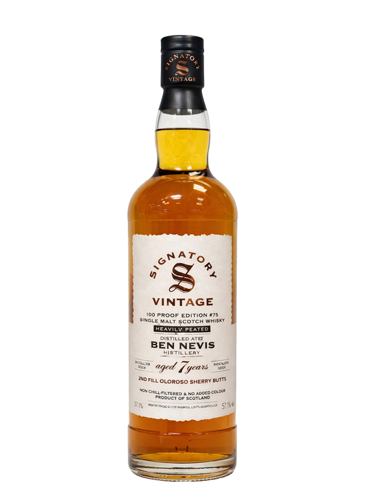 Signatory Vintage 100 Proof Ed. 75 2019 Ben Nevis (Heavily Peated) 7 Year Old Oloroso Sherry Butt Single Cask Single Malt Scotch Whisky