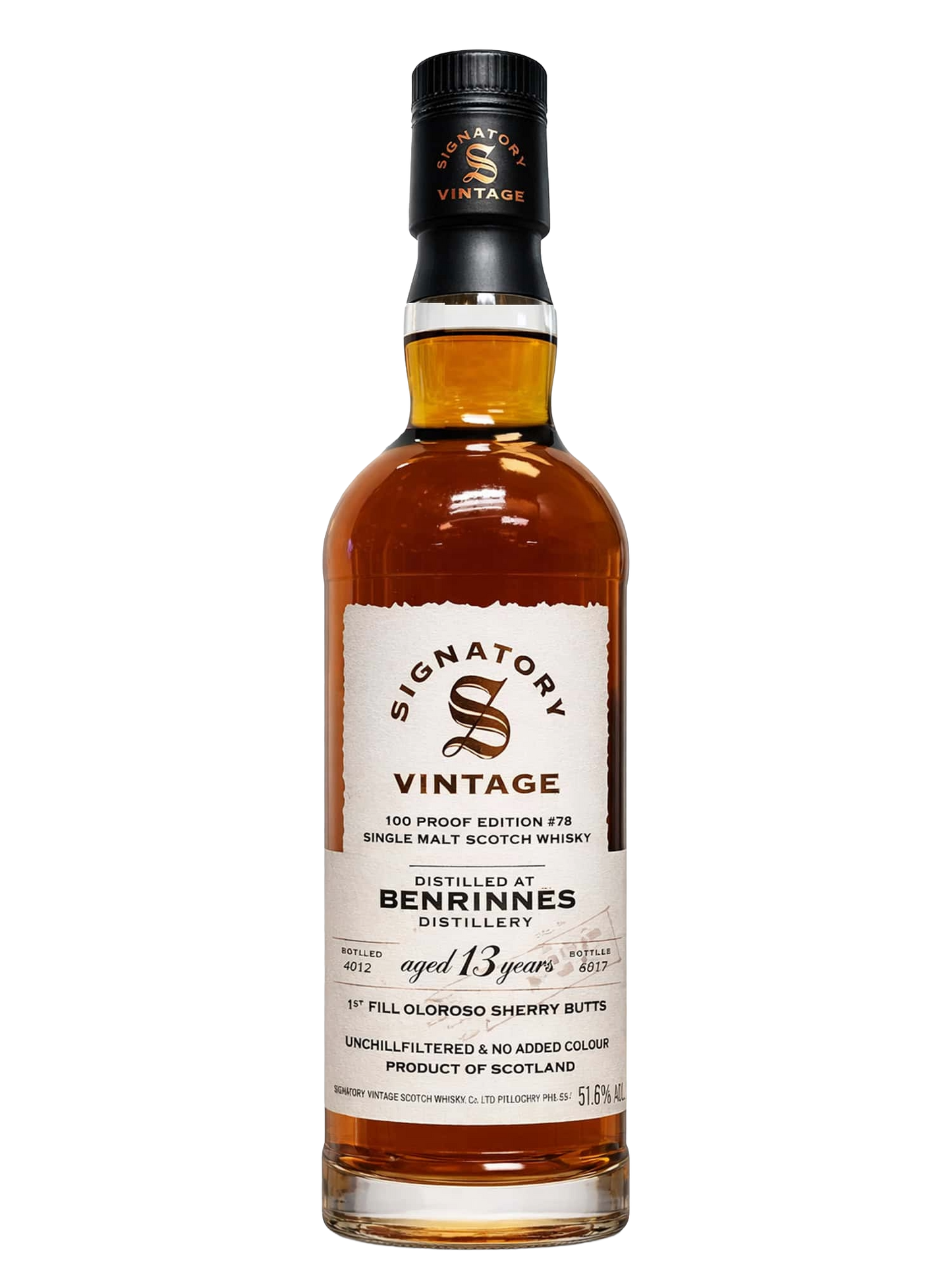 Signatory Vintage 100 Proof Ed. 78 2012 Benrinnes 13 Year Old Oloroso Sherry Butt Single Cask Single Malt Scotch Whisky