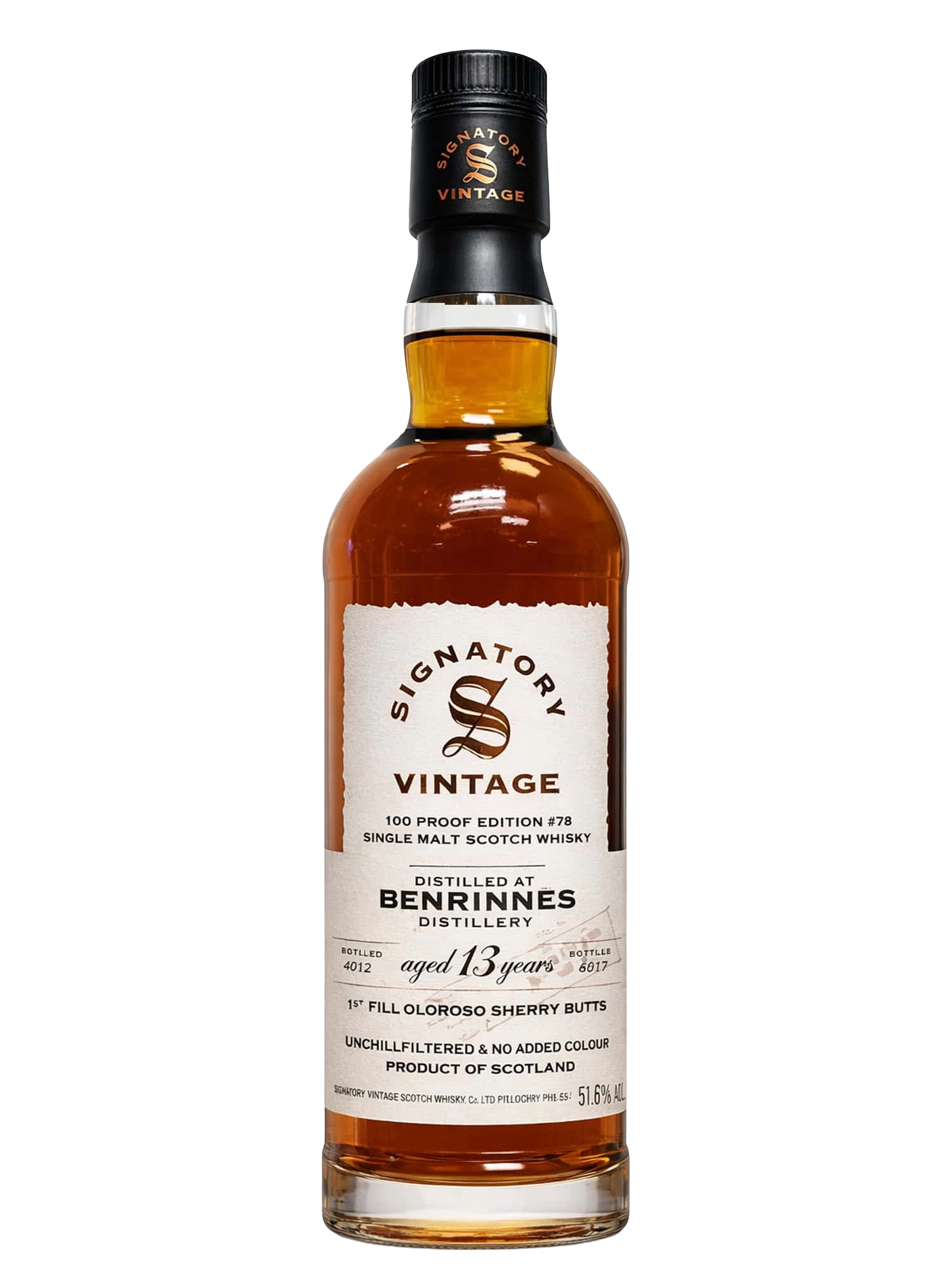 Signatory Vintage 100 Proof Ed. 78 2012 Benrinnes 13 Year Old Oloroso Sherry Butt Single Cask Single Malt Scotch Whisky