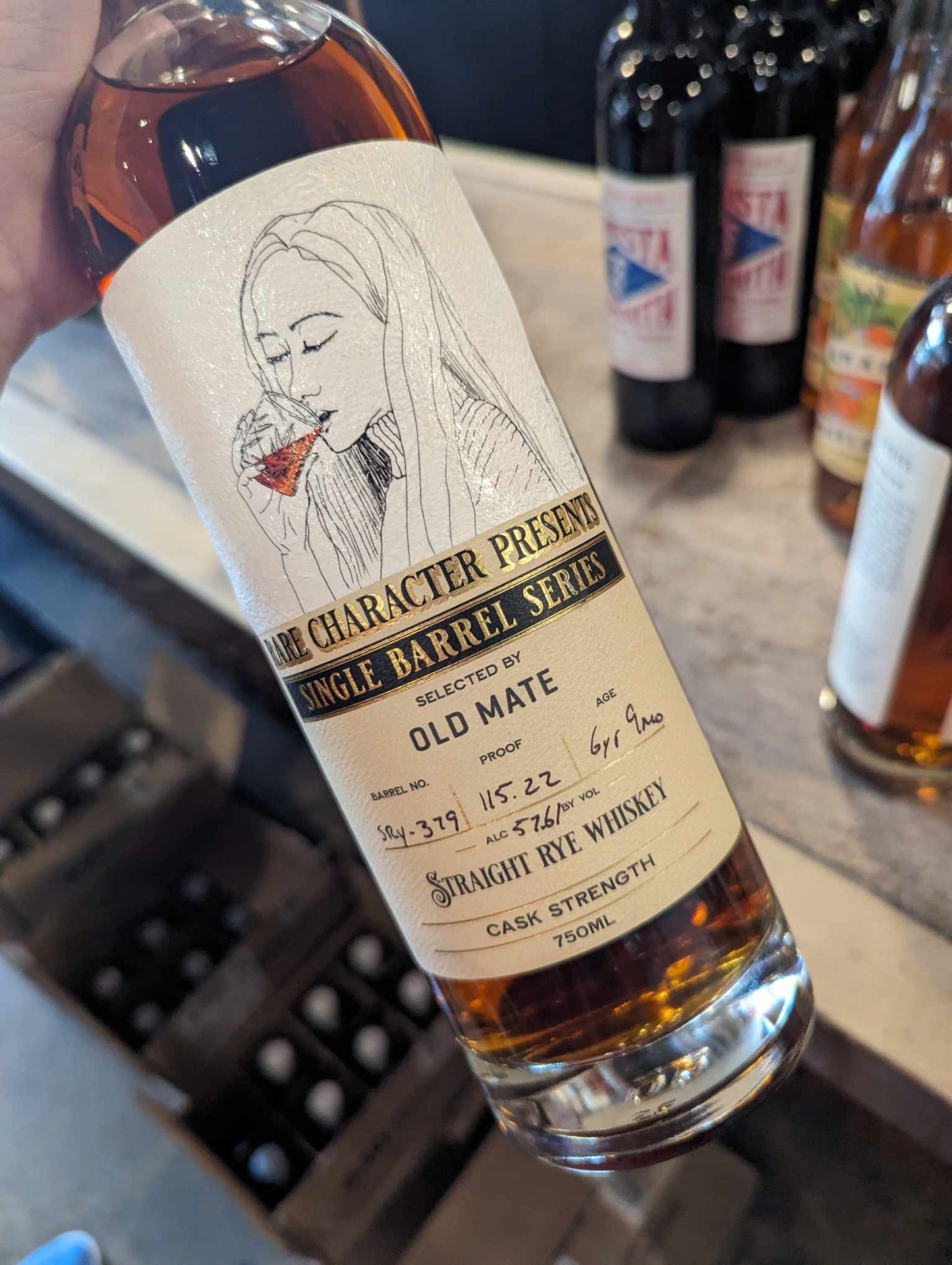 Rare Character 'Old Mate' HRY-376 Year Old Single Barrel Straight Rye Whiskey