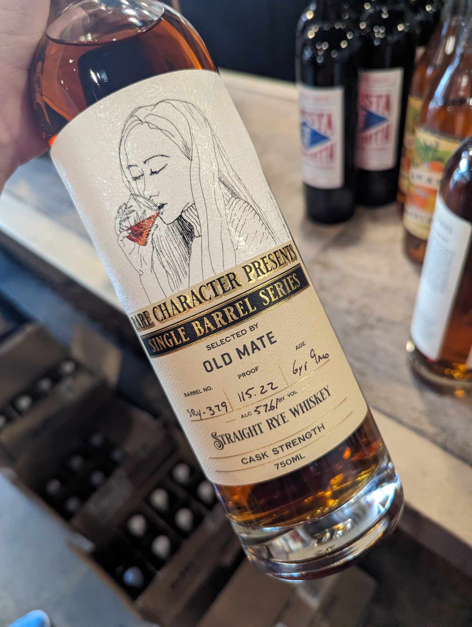 Rare Character 'Old Mate' HRY-376 Year Old Single Barrel Straight Rye Whiskey